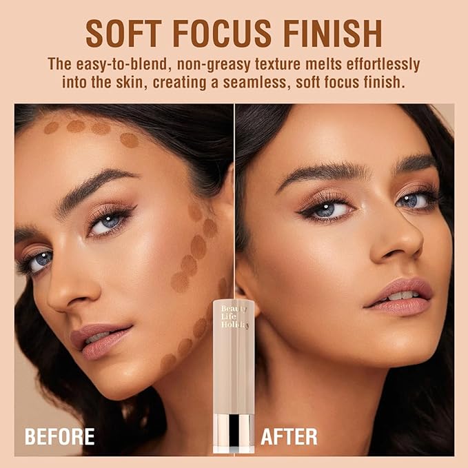 Warm Toned Contour Stick, Natural Buildable Coverage Cream Contour Bronzer Stick,Smooth Blendable Face & Nose Shading, Travel-Ready Long Wear Face Shaping Makeup (02#Natural Brown)