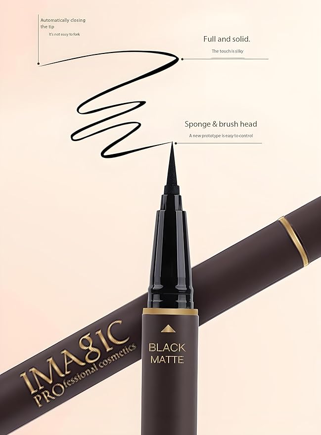 Double Head Eyeliner Pen, Waterproof Liquid Eyeliner, Long-Lasting, High-Pigmented Liner, Vegan & Cruelty-Free, Black & Gold
