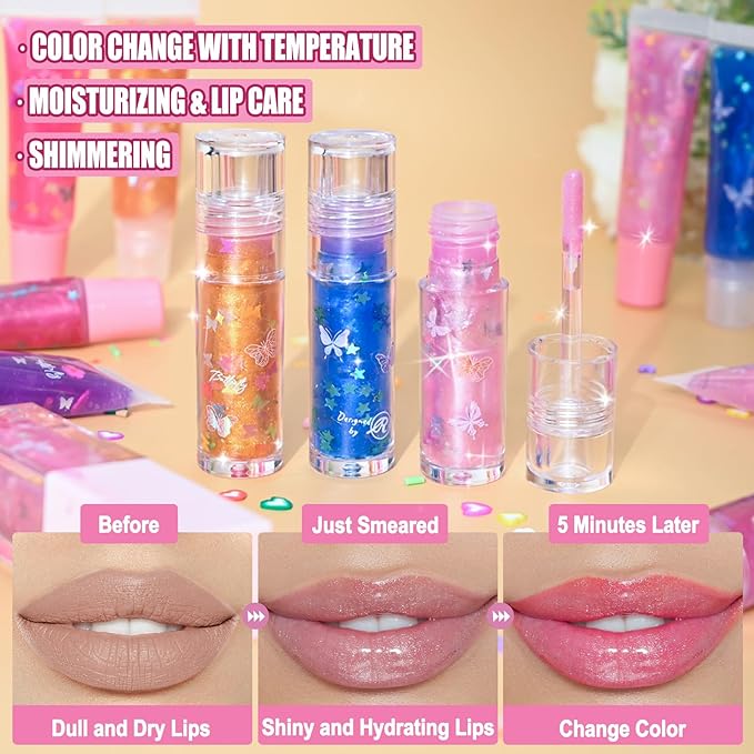 Jcoos 64PCS DIY Lip Gloss Making Kit, DIY Lip Glosses Set to Make Your Own Lip Stick, Fun Craft Makeup Lipglosses, All-Inclusive Moisturizing Handmade Lip Glaze Supplies Set for Beginner Women Girls