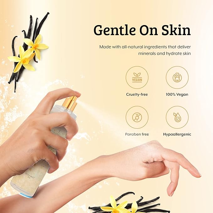 Warm Vanilla Unisex, Womens Perfume Fragrance Body Mist & Sprays, Women's Fruity Luxury Scented Gifts & Presents, 8 oz Fine Mist Spray Bottle (Warm Vanilla)