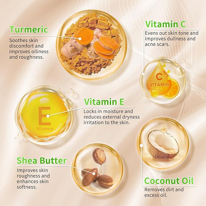 15 PCS Turmeric Skin Care Set - Turmeric Skin Care Kit Long-Lasting Moisture, Oil Control & Smooth Skin - With Cleanser, Soap, Scrub,Toner, Face Oil, Eye Cream, Lotion, Cream & Facial Masks