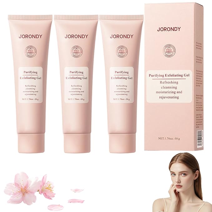 JORONDY Purifying Exfoliating Gel, JORONDY Purifying Enzymes Exfoliating Gel, Deep Cleansing and Moisturizing Formula for All Skin Types (3 Pack)
