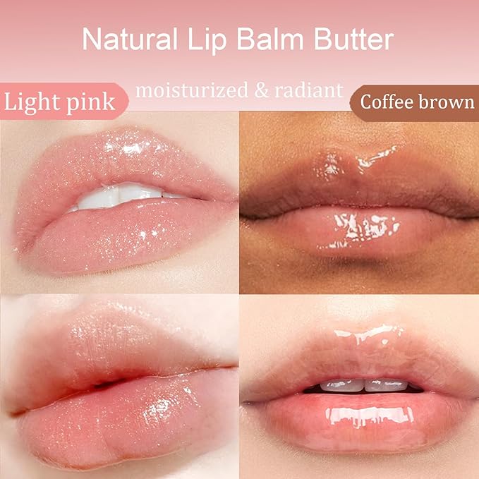 2 PCS Summer Lip Glossy Butter Balm Set, Tinted Lip Balm Long-Lasting Hydrating and Moisturizer, Glitter Lip Glossy Soften Dry Lips and Lip Care, Christmas, Birthdays Gifts for Women and Teen Girls