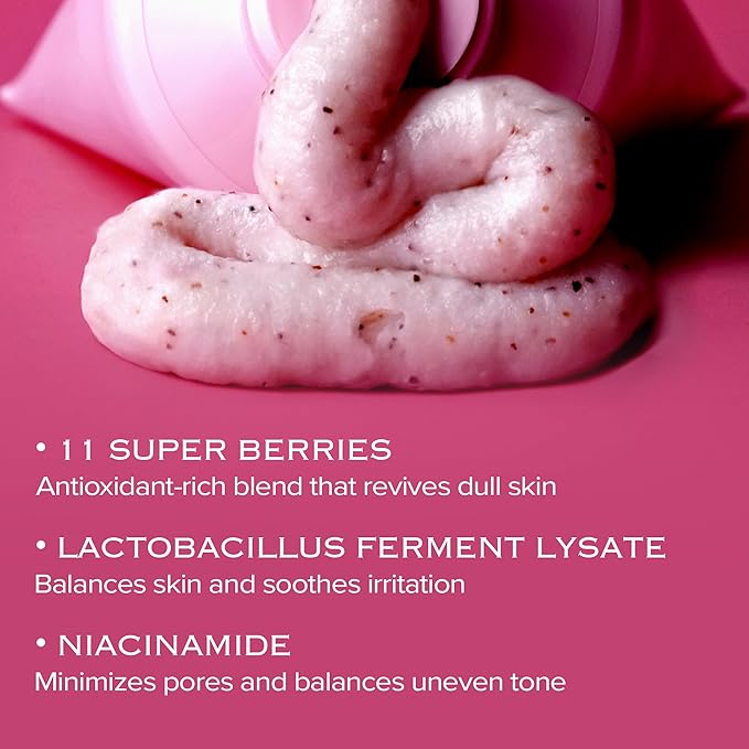 VERY BERRY Pore Deep Cleansing Foam | Berry Complex+Micro Biome for Moisture & Healthy Glow | Gentle Exfoliating Face Scrub for Bumpy Skin | Pore Cleanser | 100g/ 3ea