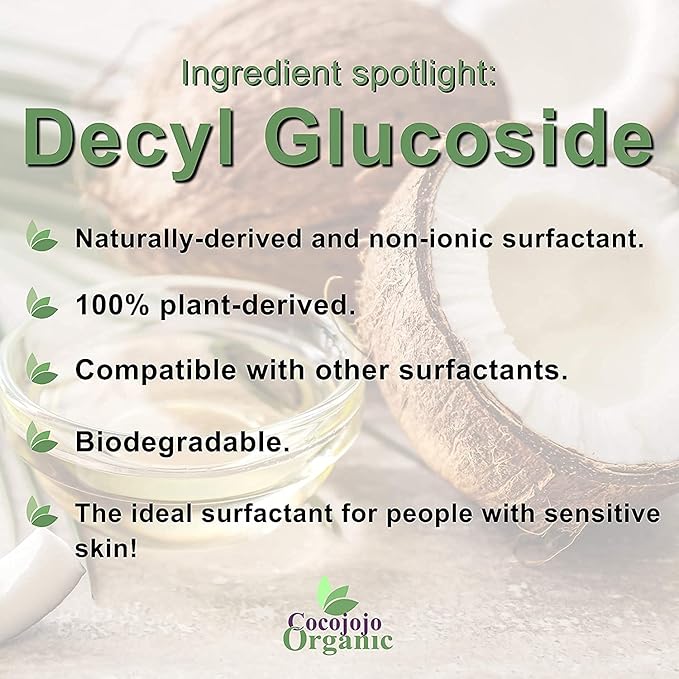 Cocojojo Decyl Glucoside Natural Surfactant - Surfactants for Soap Making, Lauryl Glucoside, DIY Shower Gel, Skin Care, Body and Face Wash, Plant Derived, Natural - 1 Gallon (Pack of 1)