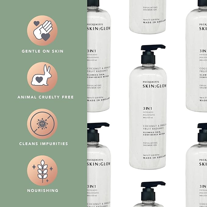 Pecksniff's Coconut & Dragon Fruit Radiance Exfoliating Shower Gel | 1000 ml / 33.80 Fl Oz
