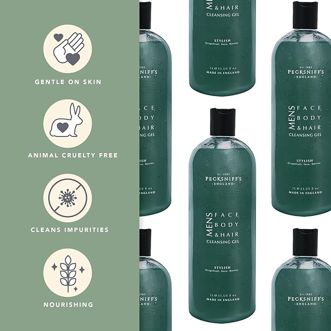 Pecksniff's Men's Luxurious Moisturizing Bath & Shower Gel | Luxury Shower with Zesty Citrus Fougere Aroma | Body Wash Men | Invigorating Stylish Scent, 1000ml