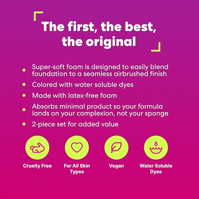 Beautyblender® | Original Pink + Nude Beauty Blender 2-Piece Bundle for Blending Foundations, Powders, and Creams, Super-Soft Foam for Streak-Free Application, Made in the USA, Reusable, Washable