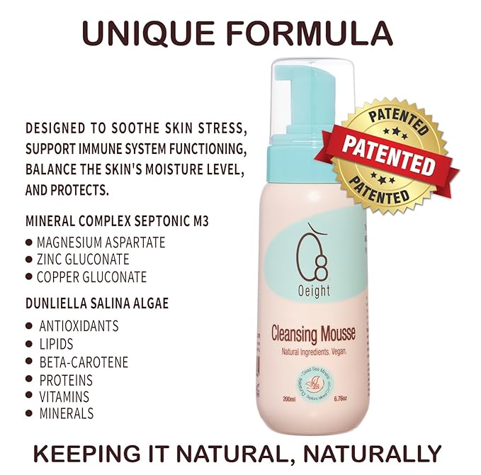 Cleansing Mousse: Natural Baby Body Wash Foam with Dunaliella Salina, Dead Sea Minerals, Soothes, Softens, Energizes, Protects Skin, 6.76 Oz