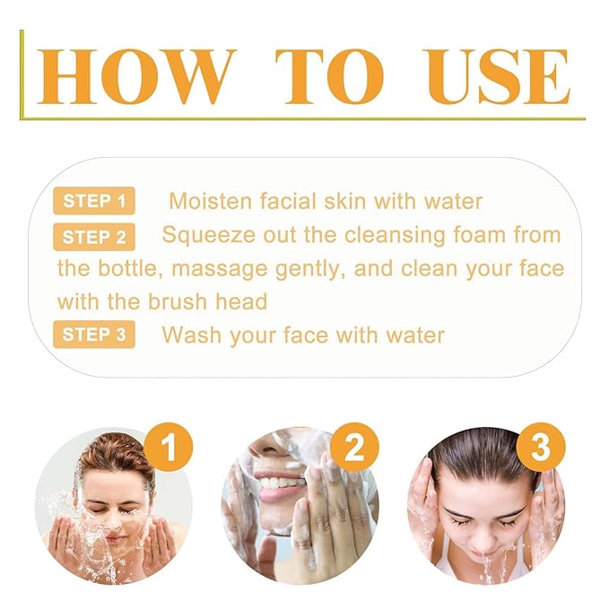 2 Pcs Glow Wash Turmeric Face Wash With Brush, Deep Cleansing Scrub Exfoliating Turmeric Foaming Facial Cleanser.