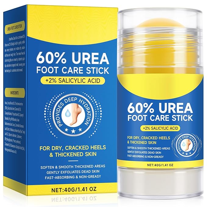 Urea 60% + 2% Salicylic Acid Foot Cream for Cracked Heels Repair - Maximum Strength Foot Moisturizer for Dry, Cracked Feet -Dead Skin Remover Foot Balm 1.4oz
