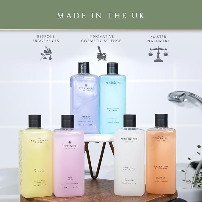 Pecksniff's Gardenia & White Peach Moisturizing Shower Gel | 1000 ml / 33.80 Fl Oz