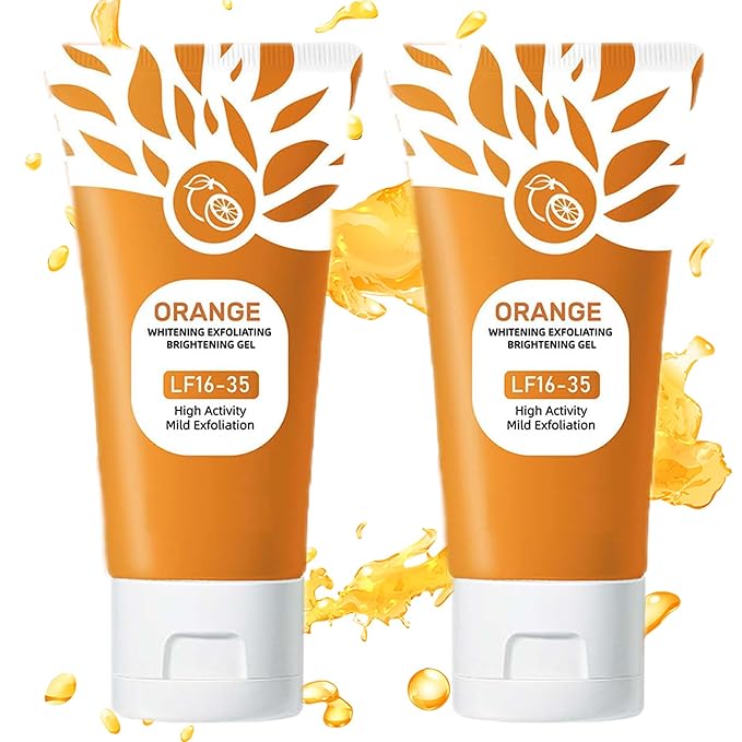 Orange Enzymes Exfoliating Gel - Face & Body Scrub for Deep Pore Cleansing, Moisturizing Gel Exfoliator to Smooth Skin, Gentle for All Skin Types (2pc, 1.7oz)