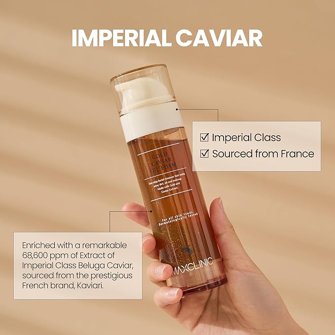 [K-Beauty] Gold Caviar Oil to Foam - All-in-One Korean Face Wash OilBased Foaming Facial Cleanser - Age-Defying, Moisturizing & Skin Firming Makeup Deep Cleansing Oil for Sagging Skin (3.88 fl oz)