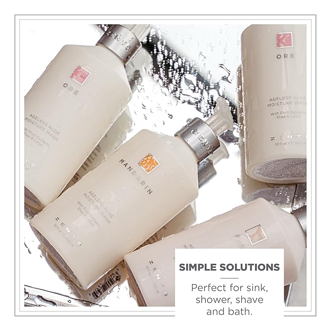 Zents Hand & Body Wash (Water Fragrance) | Hydrating Anti-Aging Cleanser with Organic Shea Butter & Aloe for Dry Skin | Gentle & Nourishing | 10 fl oz