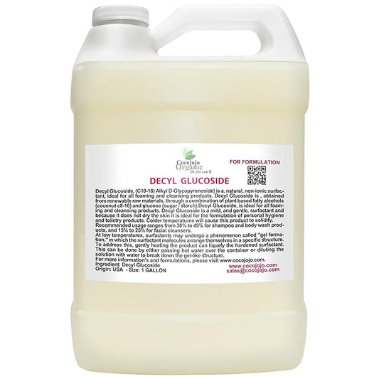 Cocojojo Decyl Glucoside Natural Surfactant - Surfactants for Soap Making, Lauryl Glucoside, DIY Shower Gel, Skin Care, Body and Face Wash, Plant Derived, Natural - 1 Gallon (Pack of 1)