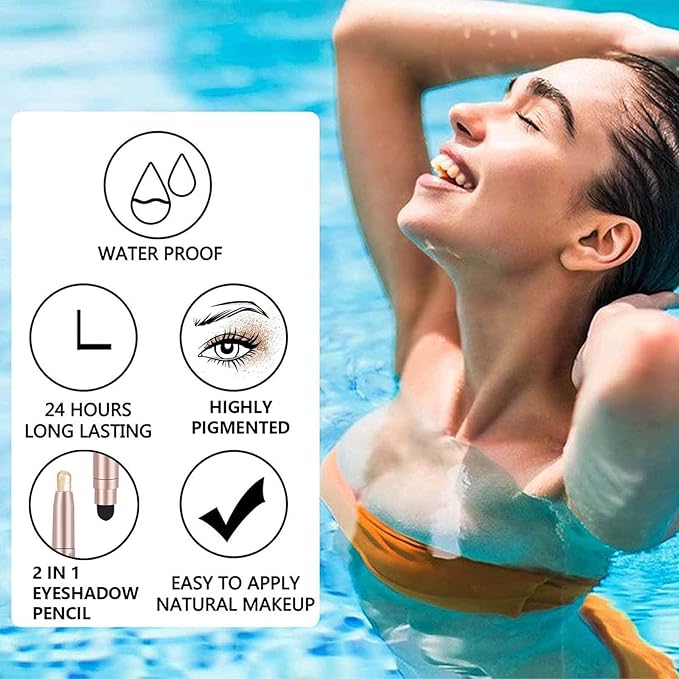 White Eyeshadow Stick Makeup, Waterproof Hypoallergenic Long Lasting Cream Eye Shadow Pencil, Highlighter Matte Crayon eyes liner, Glitter Primer Palette Shimmer Eyeliner Pen