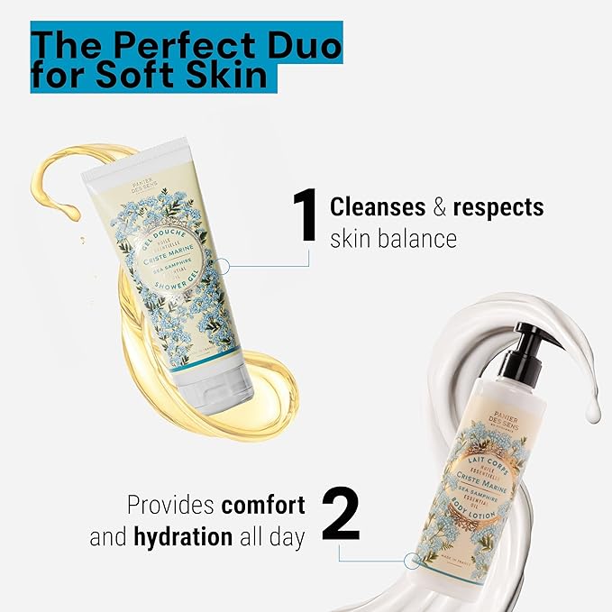 Panier des Sens - Sea Samphire Moisturizing Body Wash for Women & Men - Gentle Shower Gel with 96% Natural Ingredients for Sensitive Skin - Body Care Made in France, SLS Free, Vegan - 6.8 Fl Oz