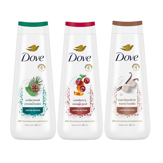 Dove Body Wash 3 Count Mixed Pack for Renewed, Healthy-Looking Skin Gentle Skin Cleanser with 24hr Renewing MicroMoisture