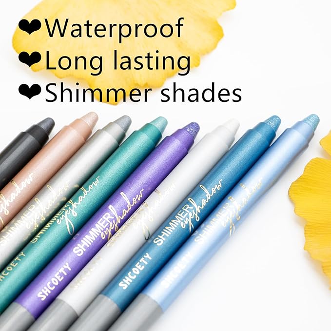 Silvery Eyeshadow Stick Makeup, Highlighter Cream Brightener Eye Shadow Pencil, Waterpoof Long Lasting Shimmer Eyeliner, Glitter Primer Palette Crayon