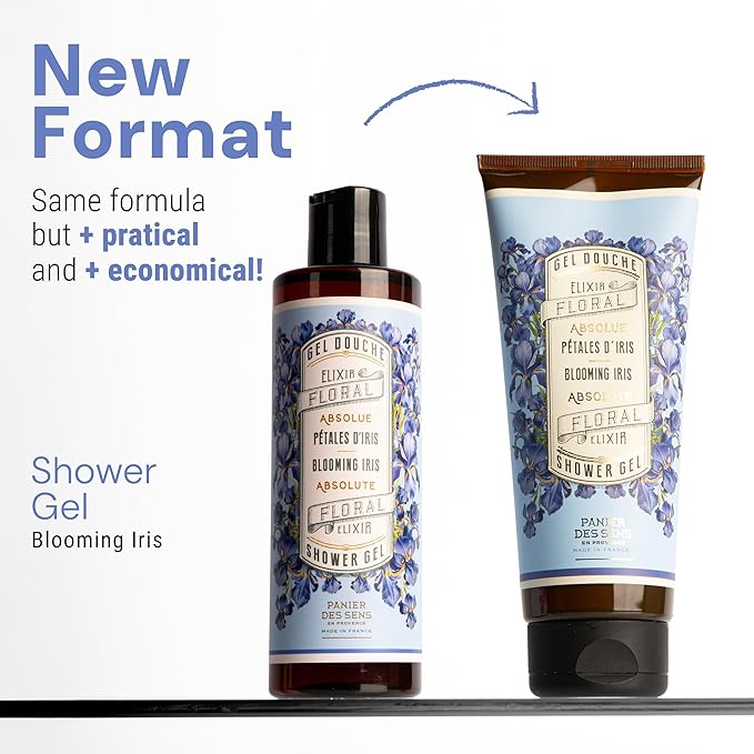 Panier des Sens - Iris Moisturizing Body Wash for Women & Men - Gentle Shower Gel with 96% Natural Ingredients for Normal & Sensitive Skin - Body Care Made in France, SLS Free, Vegan - 6.8 Fl Oz