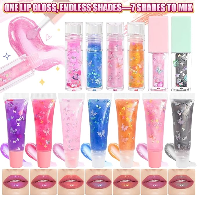 Jcoos 64PCS DIY Lip Gloss Making Kit, DIY Lip Glosses Set to Make Your Own Lip Stick, Fun Craft Makeup Lipglosses, All-Inclusive Moisturizing Handmade Lip Glaze Supplies Set for Beginner Women Girls