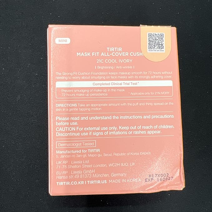 [*Mini Size*] TIRTIR All Cover Pink Cushion | Korean Cushion Foundation, (#21C Cool Ivory, 0.15 Fl Oz)