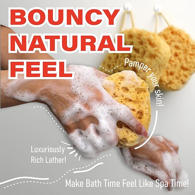myHomeBody Bath Sponge, Foam Loofah, Body Scrubber for Bathing, Exfoliating Shower Pouf for Shower – Large Size, Lots of Lather, Square, 2 Pack