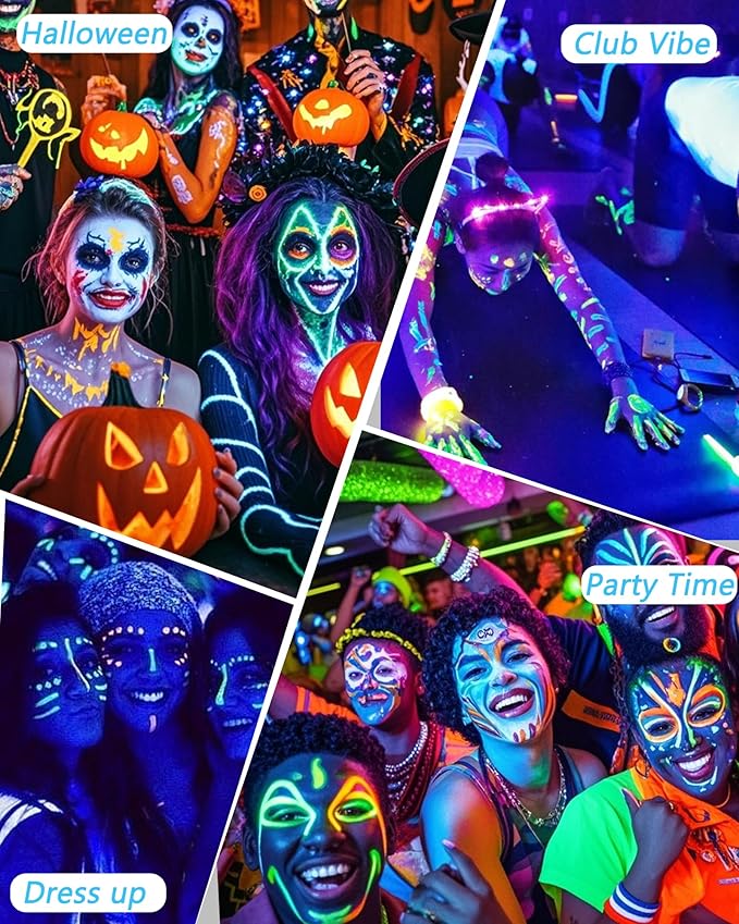 UV Neon Colored Gel Eyeliner Pencil, Matte Rainbow Colorful Eyeliner Pencils Glow in the Dark Makeup, Waterproof Long Lasting Eye Liner Pen with Sharpener for Halloween Face Body Painting-B05 Orange