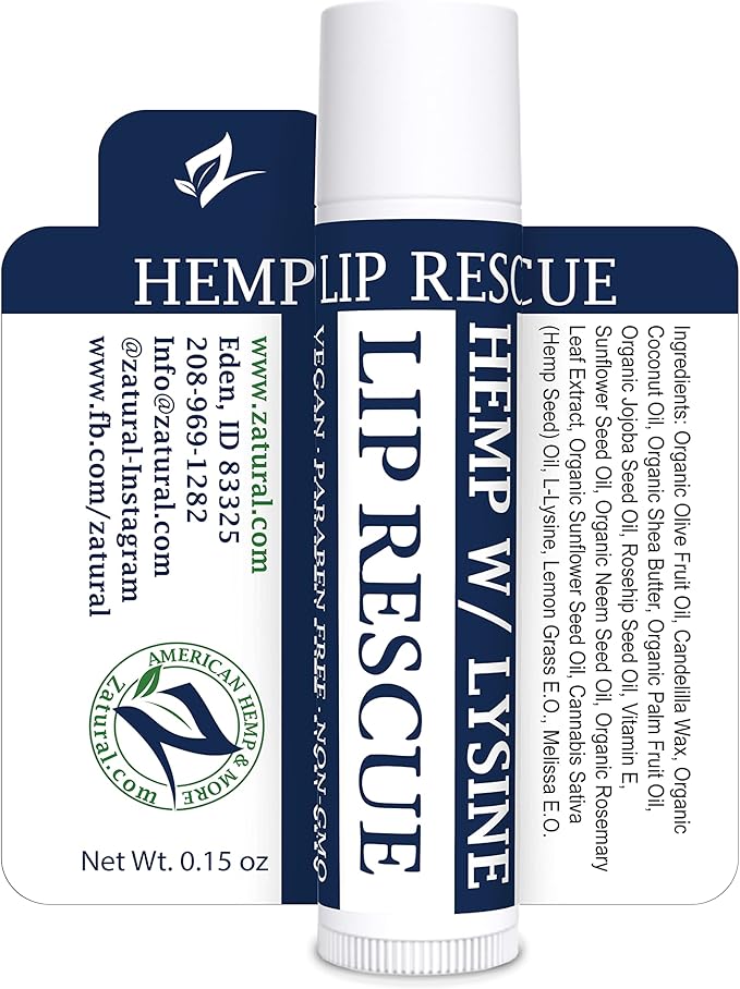Zatural Ultra Moisturizing Hemp Lip Balm Heal & Protect with L-Lysine and Hemp With Vitamin E and Omgeas Soft & Smooth Lips (3)