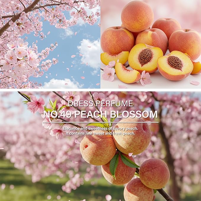 W.Dressroom No.49 Peach Blossom Living Clear Perfume, Body Mist & Fabric Spray Deodorizer, Alcohol-Free Water-Based, Odor Neutralizer for Clothes, Bedding & Room, Travel Size 2.36 oz