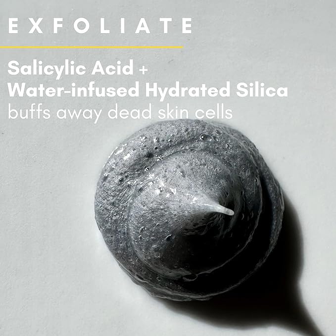 Doppeltree 3-in-1 Exfoliating Facial Cleanser with 2% Salicylic Acid, Hydrated Silica, & Activated Charcoal for Clearer Skin, Oil Control & Anti Aging