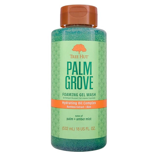 Tree Hut Palm Grove Foaming Gel Wash, Hydrating & Moisturizing Body Wash with Shea Butter & Nourishing Essential Oils, Daily Cleanser for Soft Smooth Skin, 18 fl oz