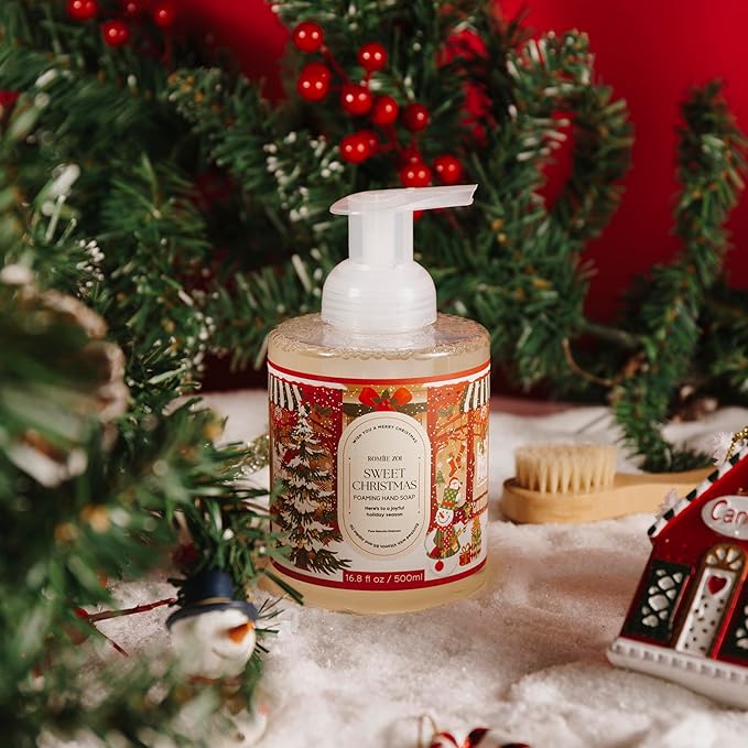 ROMIIE ZOI Christmas Foaming Hand Soap with Gift Box- Sweet Christmas, Infused with Sweet Pine - 500ml/ 16.8oz