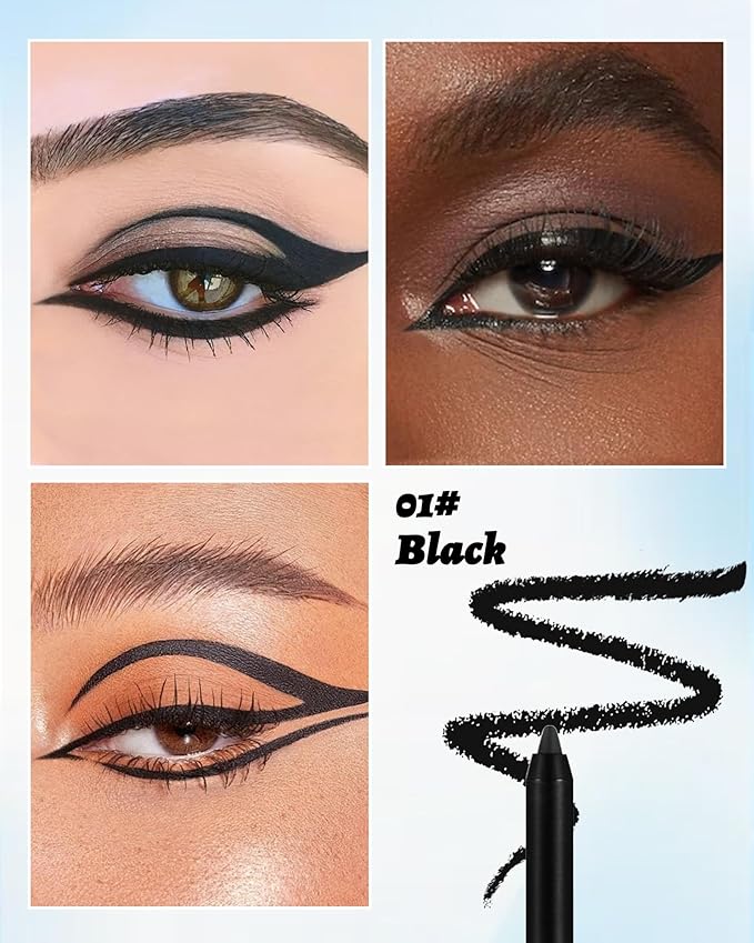 Waterline Gel Eyeliner Pencil, Black Matte Waterproof Long Lasting Cream Eye Liner Pencil with Sharpener, Hypoallergenic Highly Pigmented Smudge-Proof Precision Smooth Eyeliner Makeup Pen for Women-01