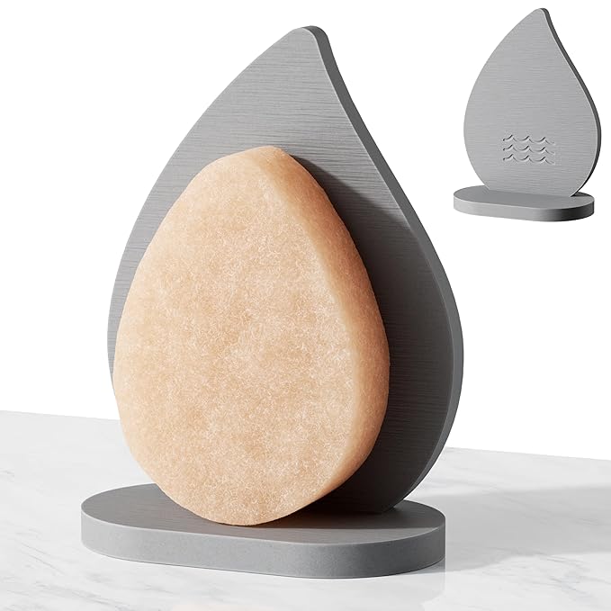 Facial Sponge Holder Compatibe with Buff-Puff Facial Sponge, Diatomite Water Absorbing Stone Drying Makeup Sponge Holder for Bathroom Counter