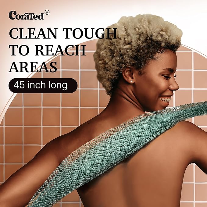 CORATED African Net Sponge Authentic, Shower Loofah Exfoliating Bath Sponge, Body Scrubber for Women and Men Daily Use Body Care, Travel Portable Bath Accessories for Bathroom (Brown & Dark Green)