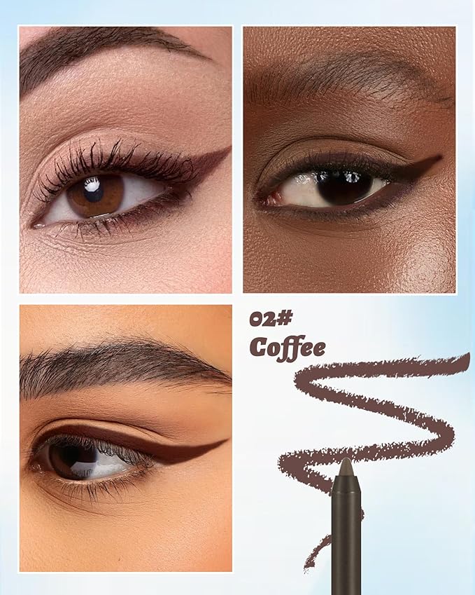 Waterline Gel Eyeliner Pencil, Coffee Brown Matte Waterproof Long Lasting Cream Eye Liner Pencil with Sharpener, Hypoallergenic Highly Pigmented Smudge-Proof Precision Eyeliner Makeup Pen for Women-02