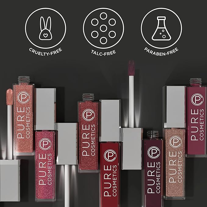 Pure Illumination Light-Up Lip Gloss with LED-Lit Applicator Brush + Side Mirror, Non-Sticky, Moisturizing Hydrating Lip Glosses with Lanolin, Jojoba Oil, & Vitamin E, Shimmer