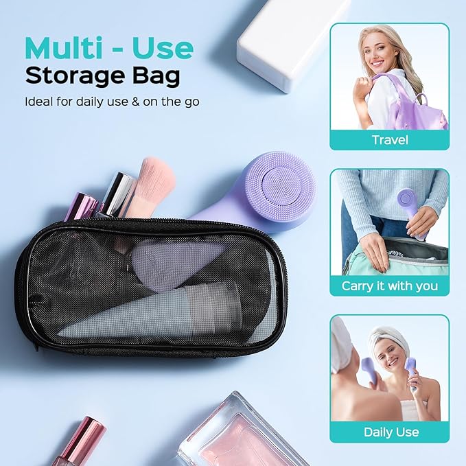 COSLUS Face Scrubber Facial Cleansing Brush: 2 in 1 Spin and Vibration Patented Tech, Silicone Electric Exfoliator Scrubber with Automatic Foaming, Waterproof Face Cleanser Brush for Men and Women