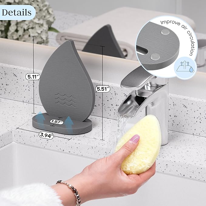 Facial Sponge Holder Compatibe with Buff-Puff Facial Sponge, Diatomite Water Absorbing Stone Drying Makeup Sponge Holder for Bathroom Counter