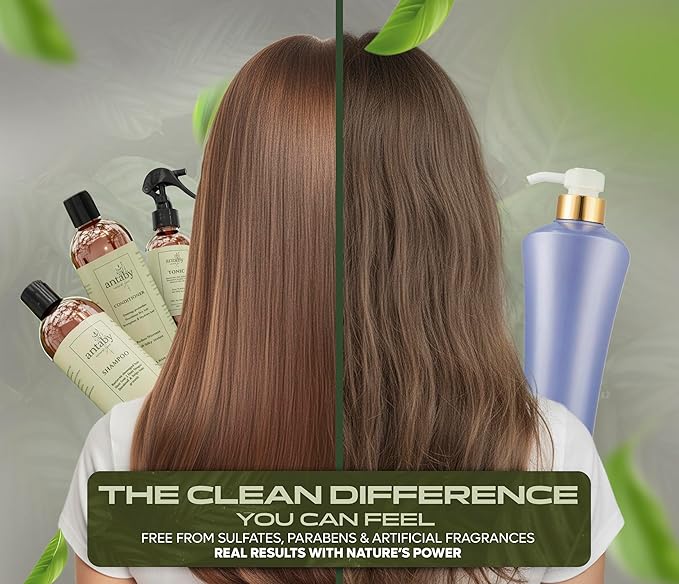 – 3-Step Botanical Hair Care Set for Men and Women with Shampoo, Conditioner & Hair Tonic – Hydrating Routine for Dry, Damaged or Color-Treated Hair