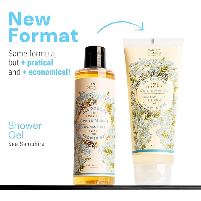 Panier des Sens - Sea Samphire Moisturizing Body Wash for Women & Men - Gentle Shower Gel with 96% Natural Ingredients for Sensitive Skin - Body Care Made in France, SLS Free, Vegan - 6.8 Fl Oz