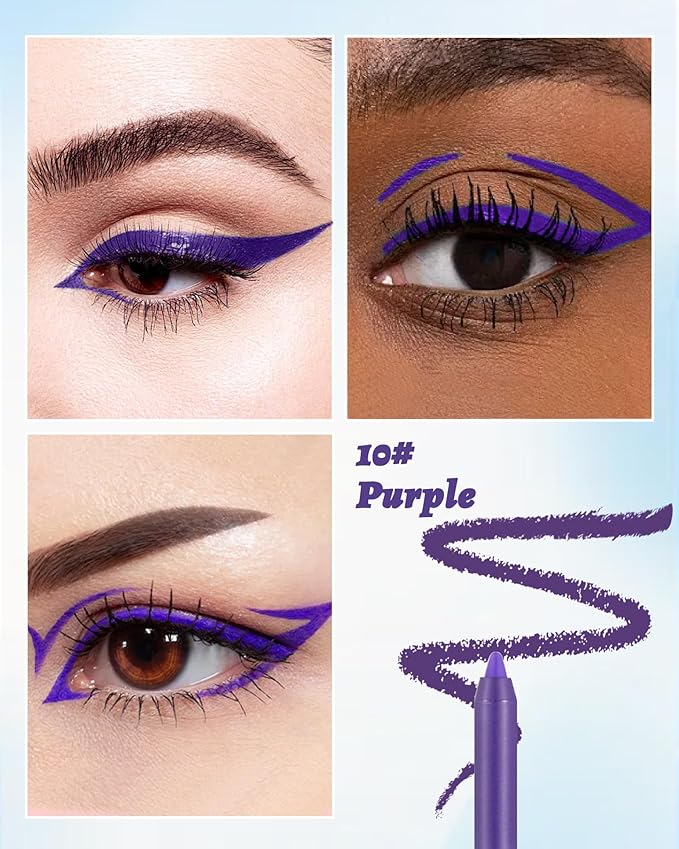 Waterline Gel Eyeliner Pencil, Deep Purple Matte Waterproof Long Lasting Cream Eye Liner Pencils with Sharpener, Hypoallergenic Highly Pigmented Precision Smudge-Proof Eyeliner Makeup Pen for Women-10