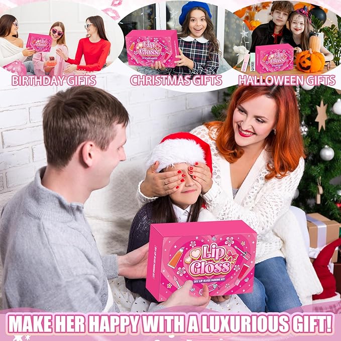 Jcoos 64PCS DIY Lip Gloss Making Kit, DIY Lip Glosses Set to Make Your Own Lip Stick, Fun Craft Makeup Lipglosses, All-Inclusive Moisturizing Handmade Lip Glaze Supplies Set for Beginner Women Girls