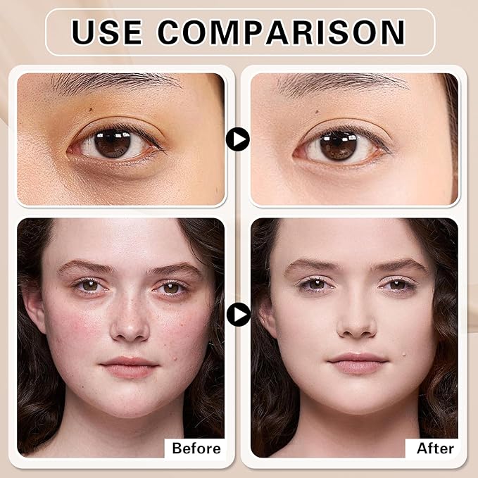 White Concealer Full Coverage,Cream Tattoo Cover up Makeup,Under Eye Color Corrector for Dark Circles,Pro Concealer with Primer Sponge,Long-lasting Corrector de Ojeras (01 Ivory White)