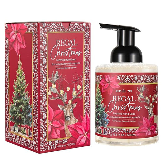 ROMIIE ZOI Christmas Foaming Hand Soap with Gift Box- Regal Christmas, Infused with Holiday Floral- 500ml/ 16.8oz