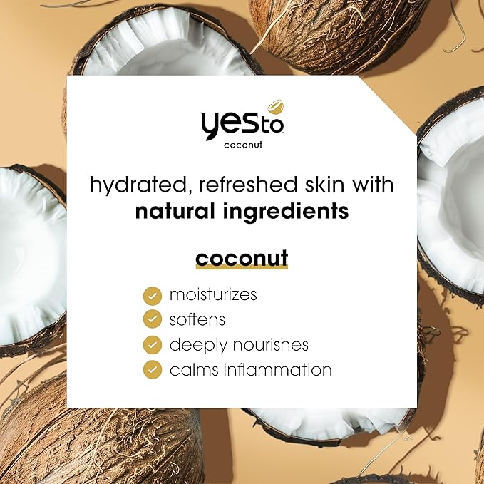 Yes To Face Wipes for Women and Men, Super Skin Recharging Facial Cleansing Wipes for use as a Make Up Remover, Cleaning, Soothing, Coconut (Pack of 3)