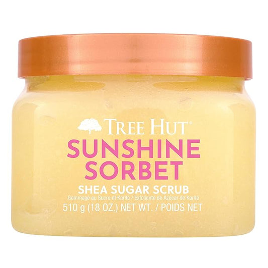 Tree Hut Sunshine Sorbet Shea Sugar Scrub, Exfoliating Body Scrub Removes Dead, Dry Skin for a Soft & Hydrated Feel, Nourishing Essential Body Care, 18 fl oz.
