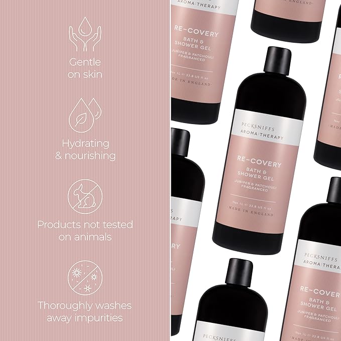 Pecksniff's Aroma:Therapy ReCovery Shower Gel – Luxurious Moisturizing Bath & Body Cleanser, 1000 ml/33.8 fl oz Bottle